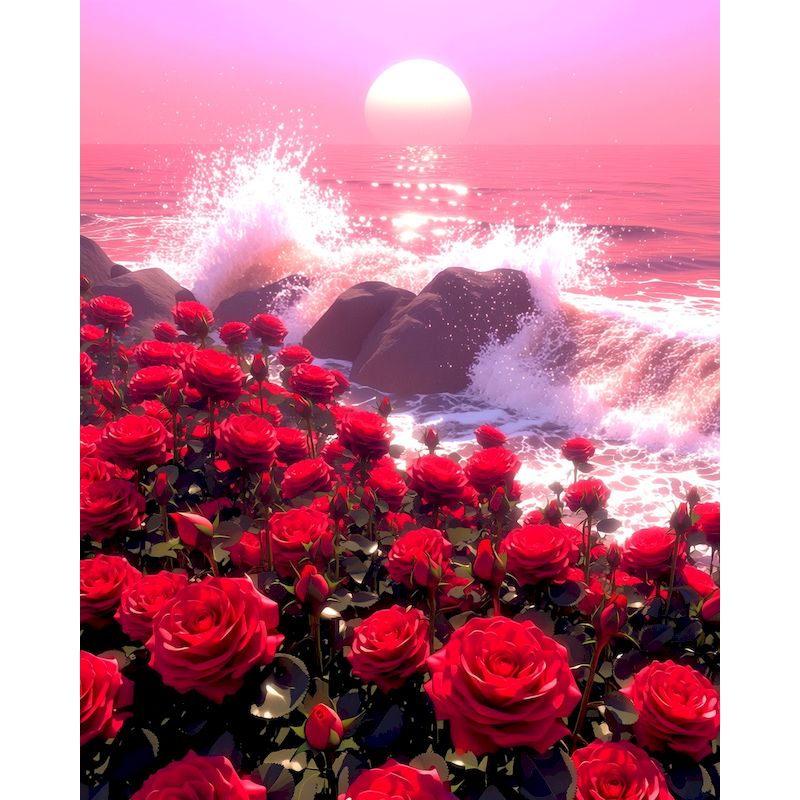 Art Craft Decoration Ideas - GATYZTORY Seaside Rose Painting By Numbers