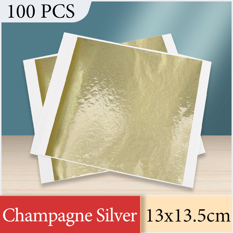 Art Craft Leaves - 13x13.5cm Champagne Silver Foil Paper Gold