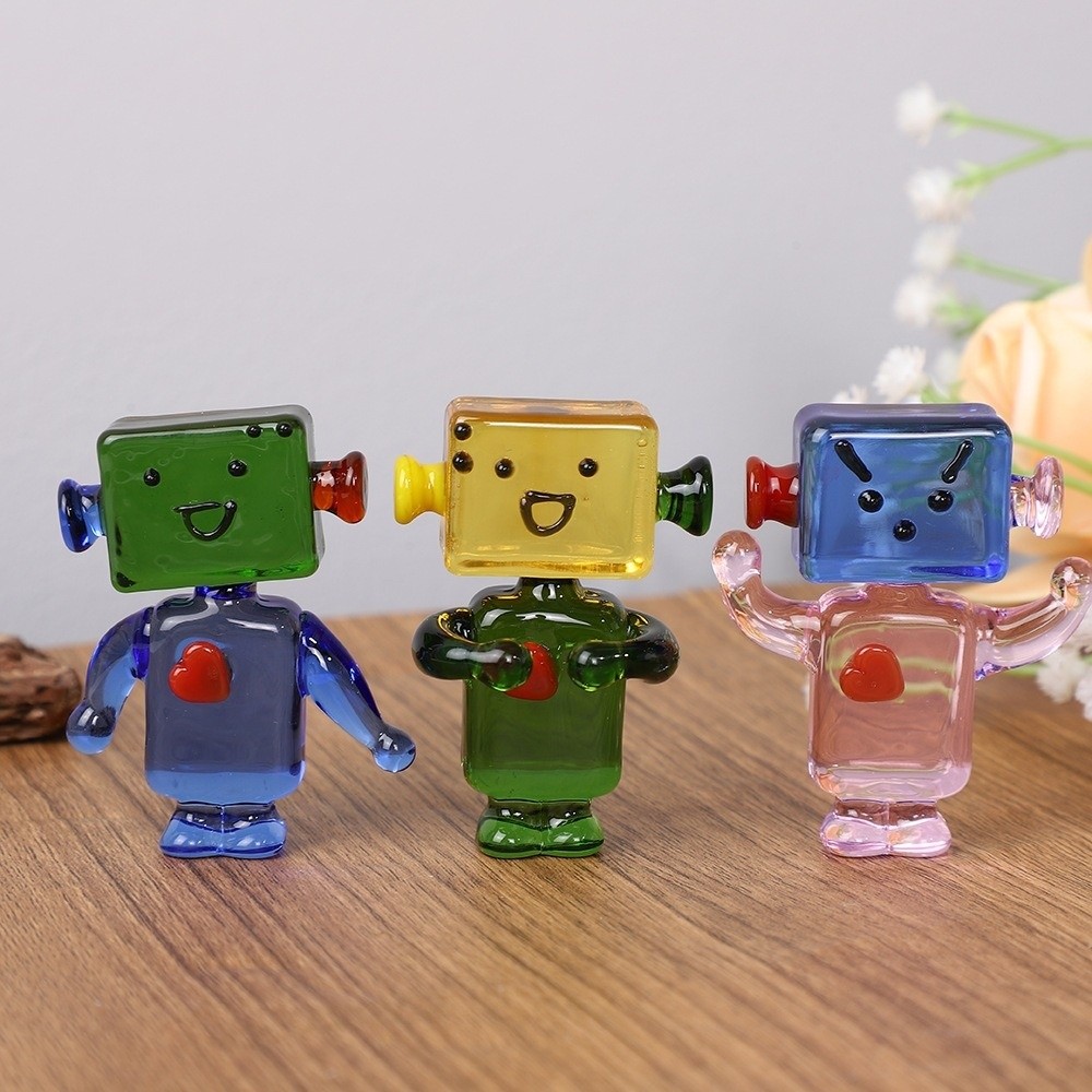 Art Craft Robot - Unique Colorful Face Robot Ornaments Transparent