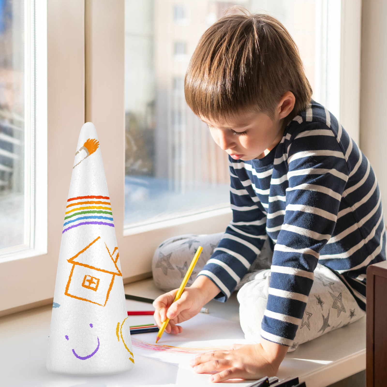 Art Craft For Kids - 2Pcs Christmas Foam Cones Craft Accessories