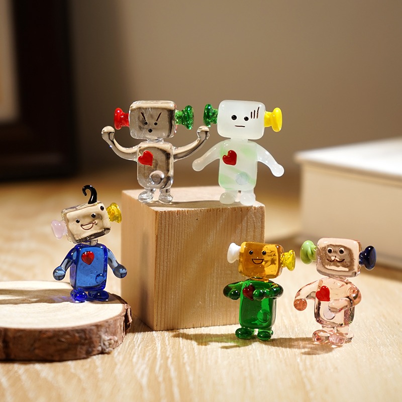 Art Craft Robot - Cute Face Robot Handcrafted Glass Miniatures