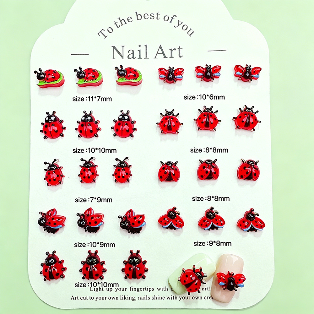50Pcs 3D Mini Ladybug Nail Cha - Art Craft Ladybug ulasan dan harga