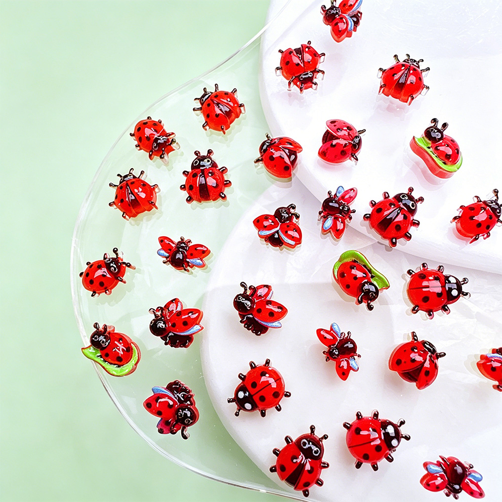 50Pcs 3D Cartoon Ladybug Resin - Art Craft Ladybug ulasan dan harga