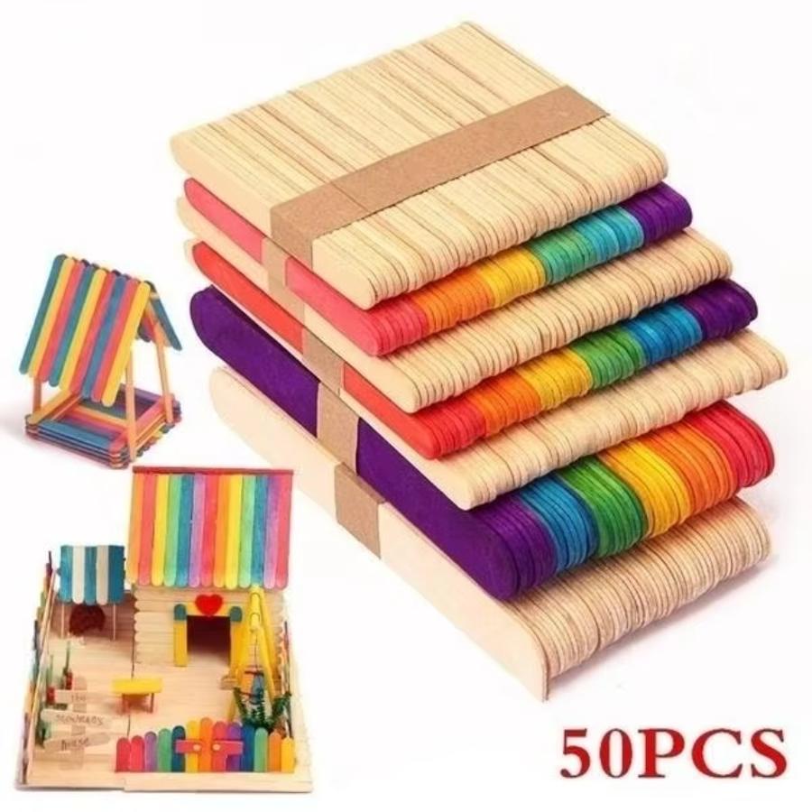50 Pcs Lot Natural Colored Woo - Art Craft Ice Cream ulasan dan harga