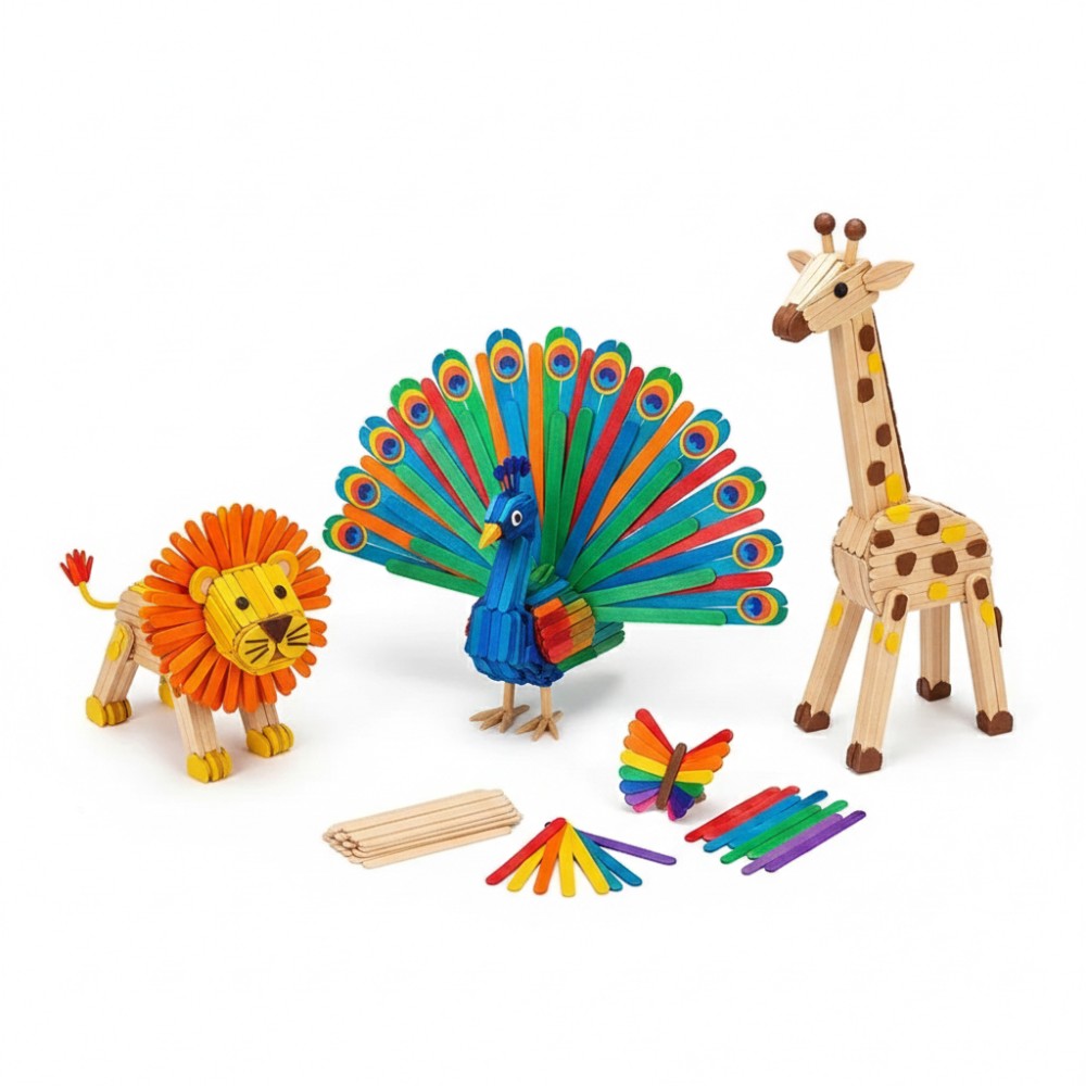 50Pcs Colored Wooden Popsicle  - Art Craft Ice Cream ulasan dan harga
