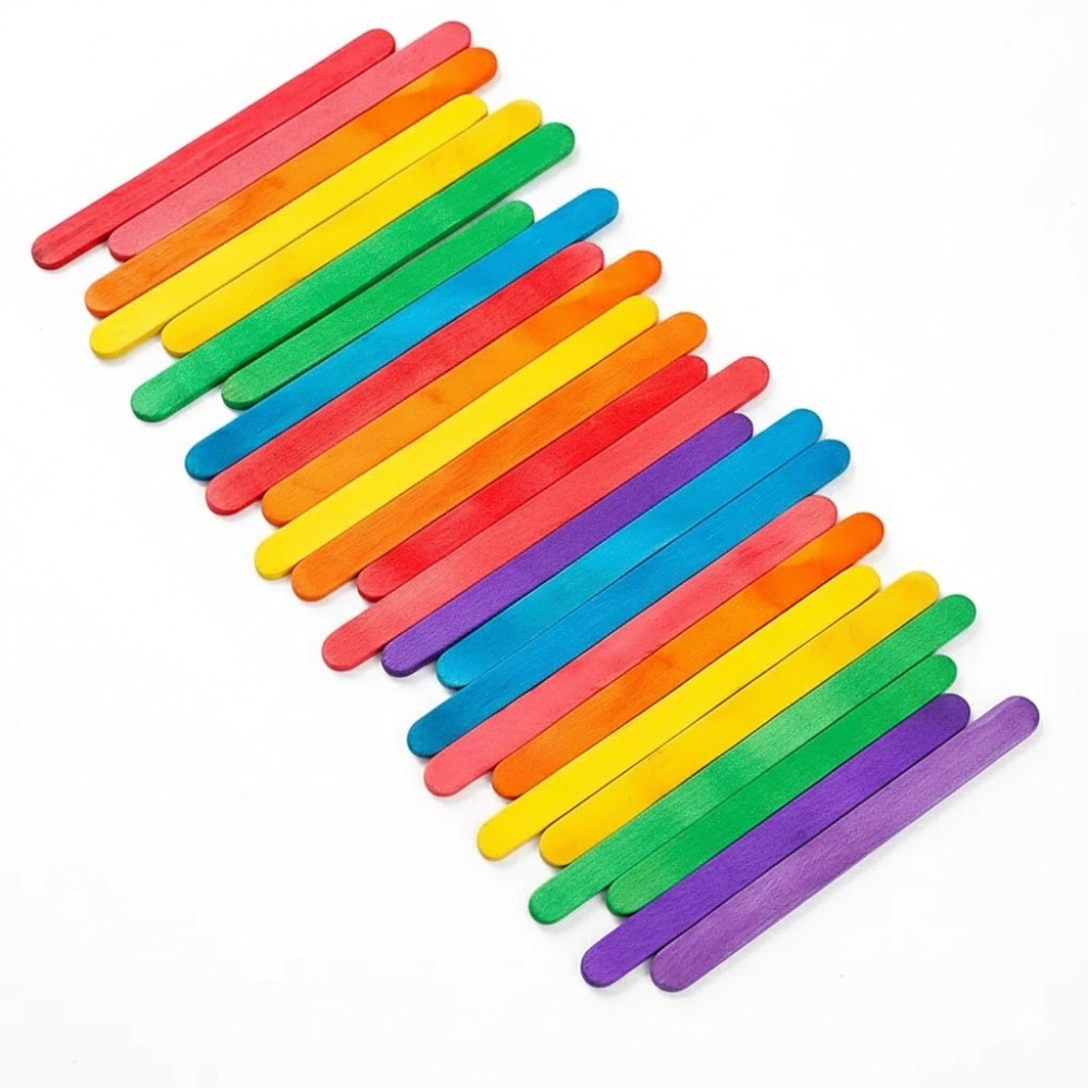 50Pcs Colored Wooden Popsicle  - Art Craft Ice Cream ulasan dan harga