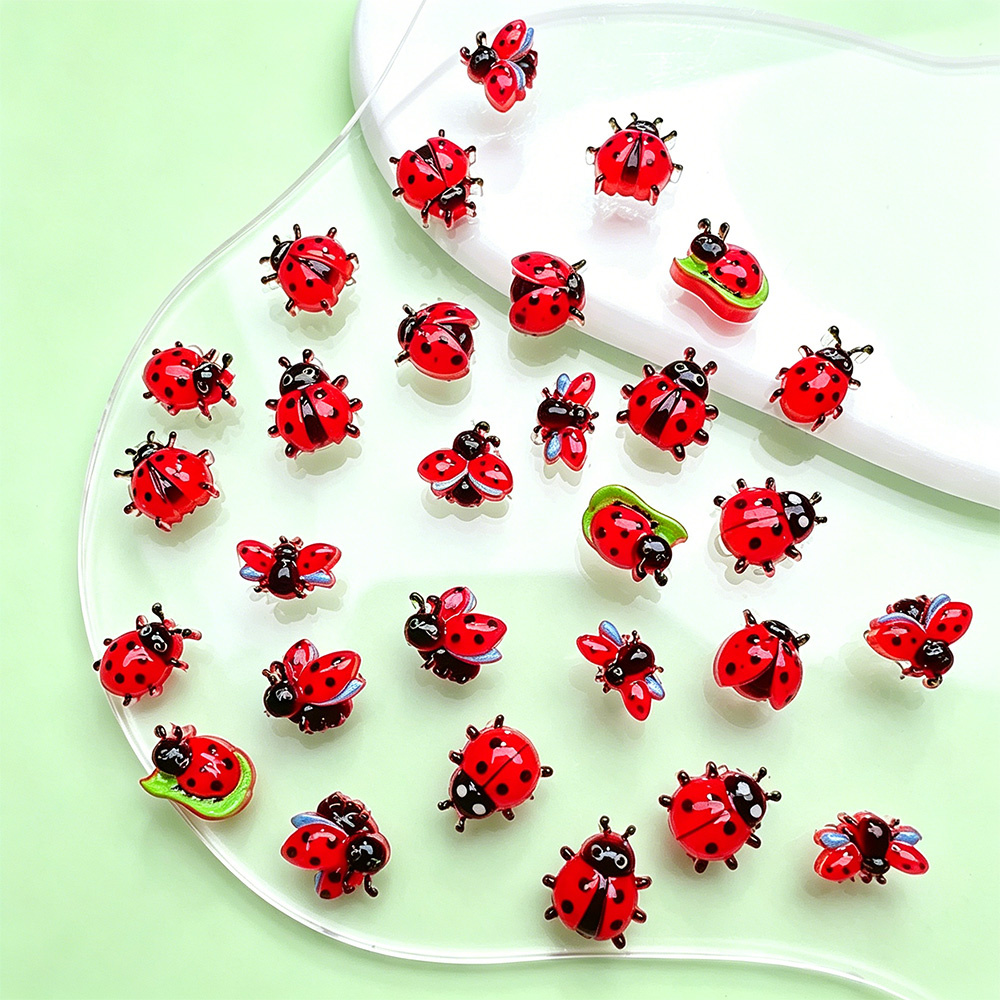 50pcs 3D Mini Resin Ladybug Na - Art Craft Ladybug ulasan dan harga