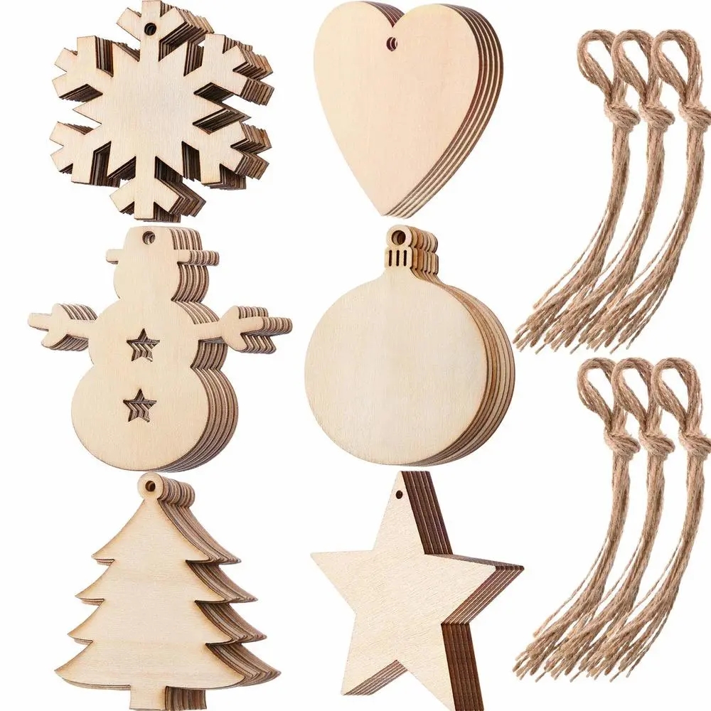 10/20/50Pcs DIY Wooden Christm - Art Craft New Year ulasan dan harga