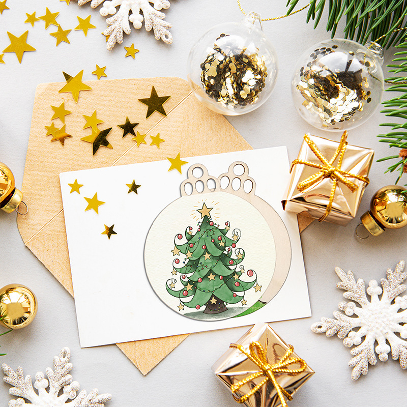 10/20/50Pcs DIY Wooden Christm - Art Craft New Year ulasan dan harga