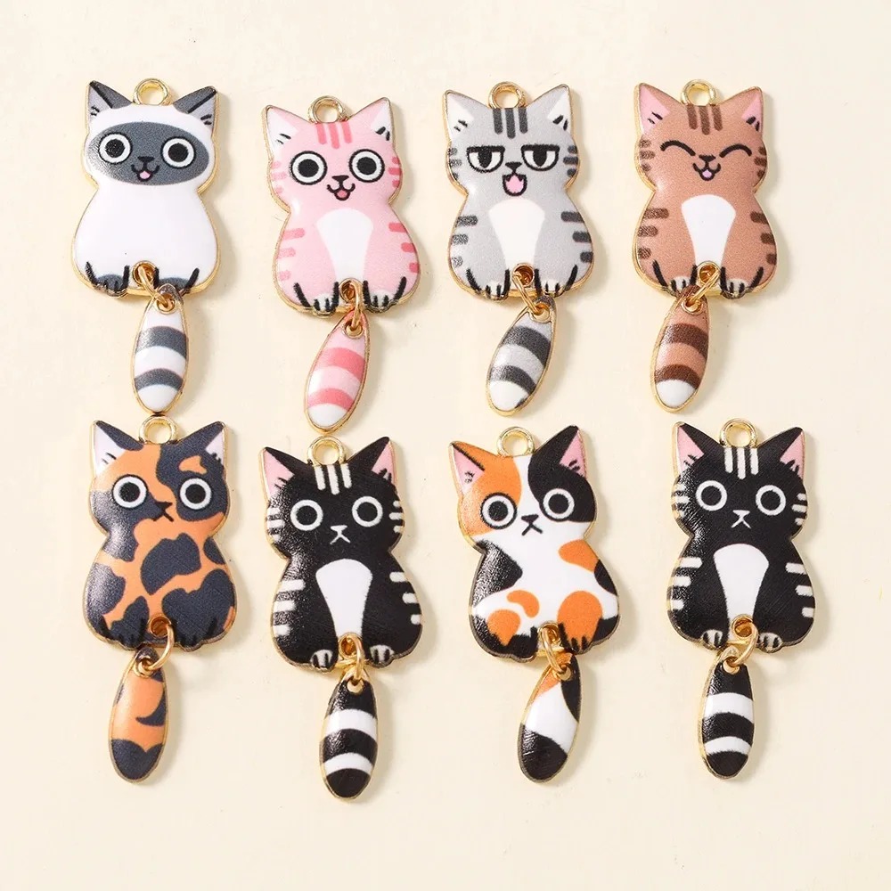 10Pcs 16×39mm Cute Cartoon Cat - Art Craft Resin ulasan dan harga