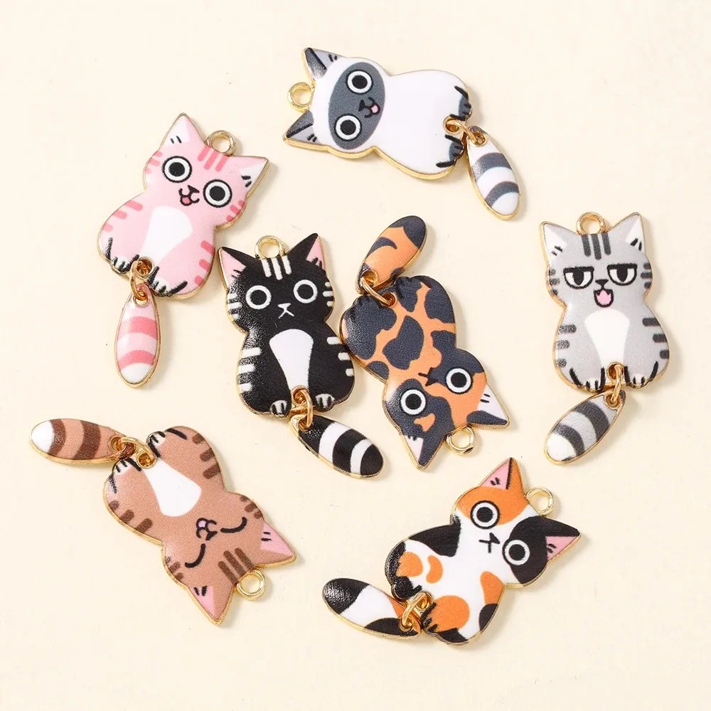 10Pcs 16×39mm Cute Cartoon Cat - Art Craft Resin ulasan dan harga
