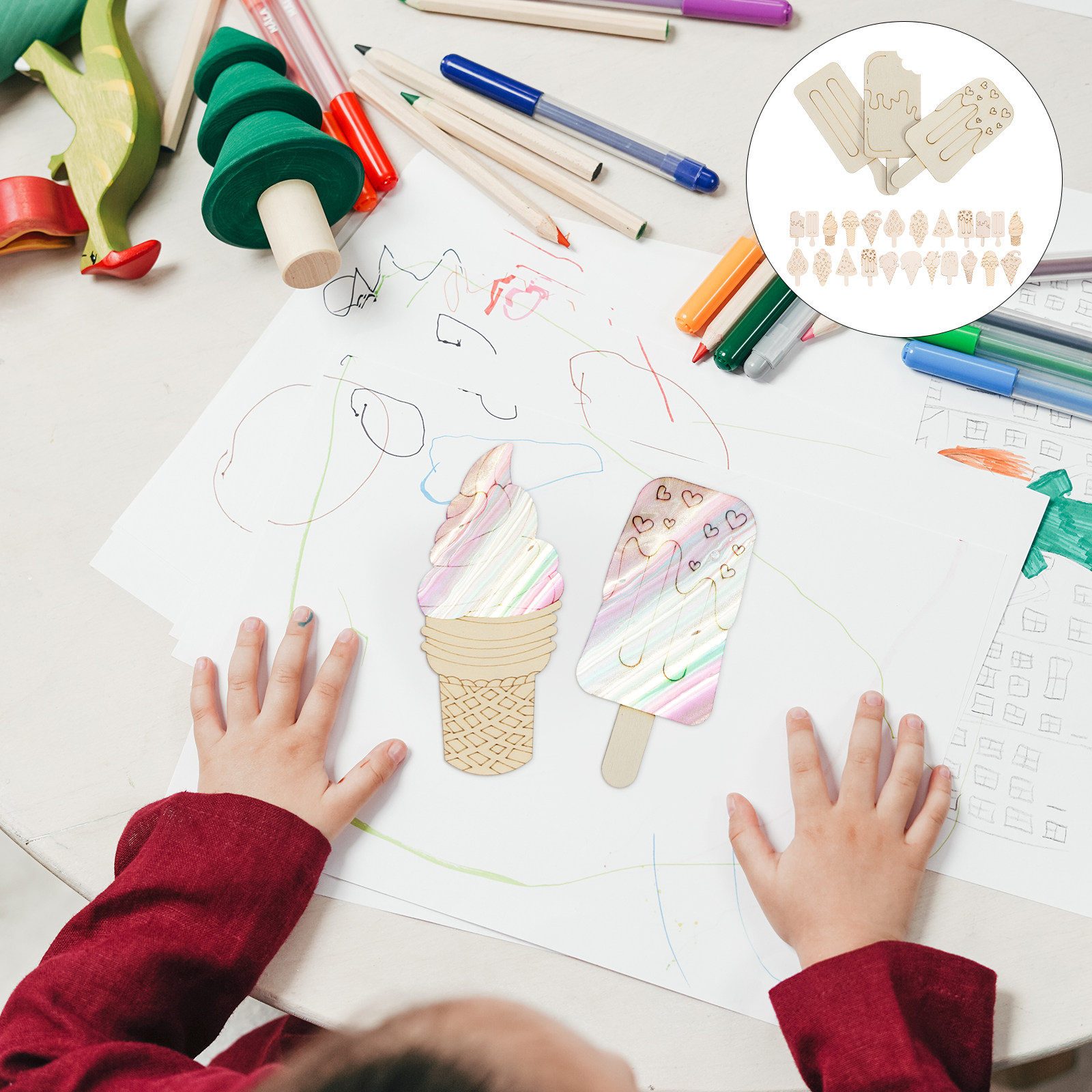 70Pcs Wooden Ice Cream Wooden  - Art Craft Ice Cream ulasan dan harga