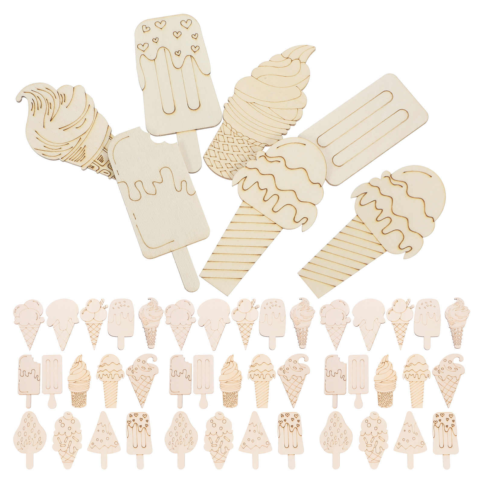 70Pcs Wooden Ice Cream Wooden  - Art Craft Ice Cream ulasan dan harga