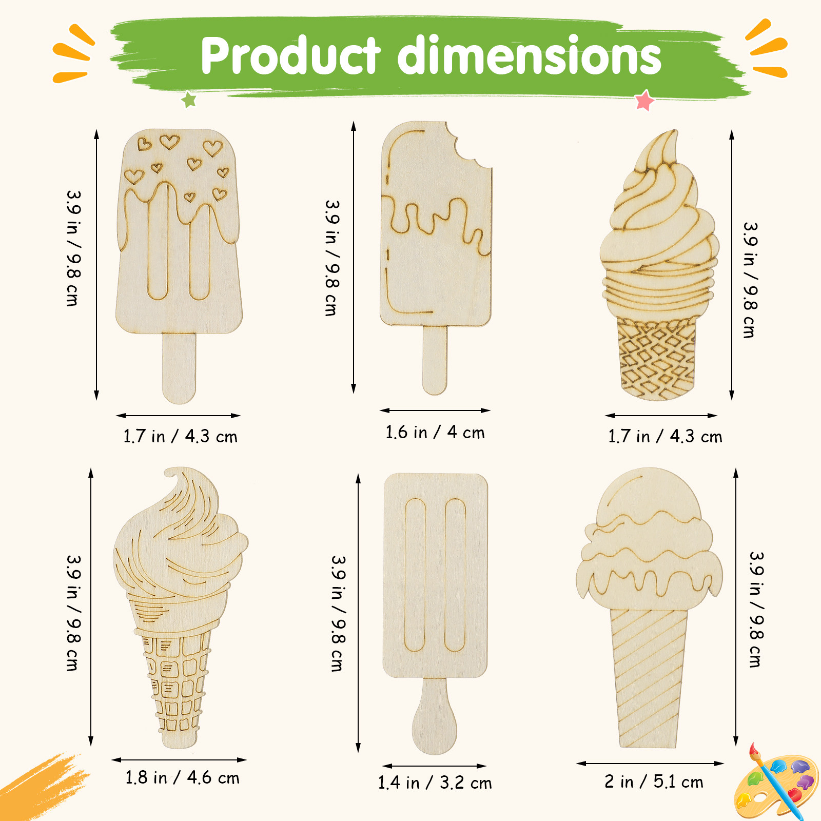 30Pcs Creative Wooden Ice Crea - Art Craft Ice Cream ulasan dan harga