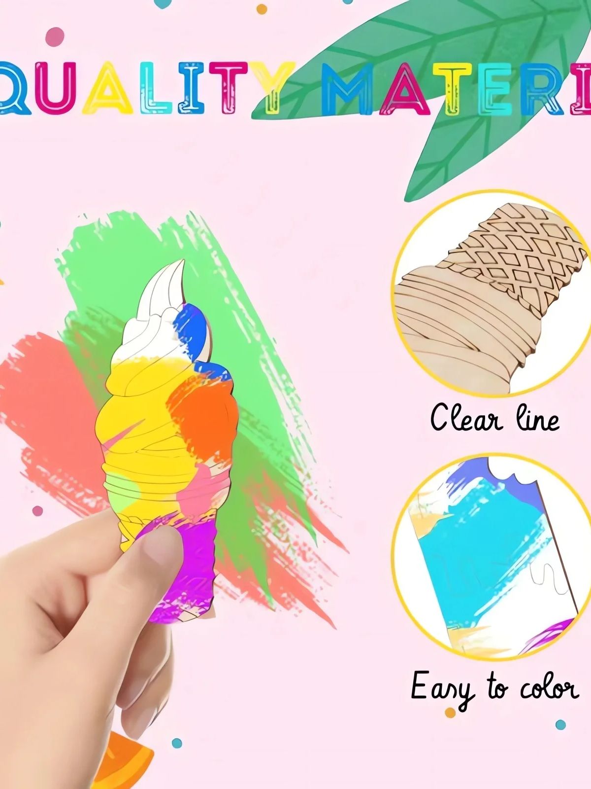 6/30pcs Ice Cream Wood Cutouts - Art Craft Ice Cream ulasan dan harga