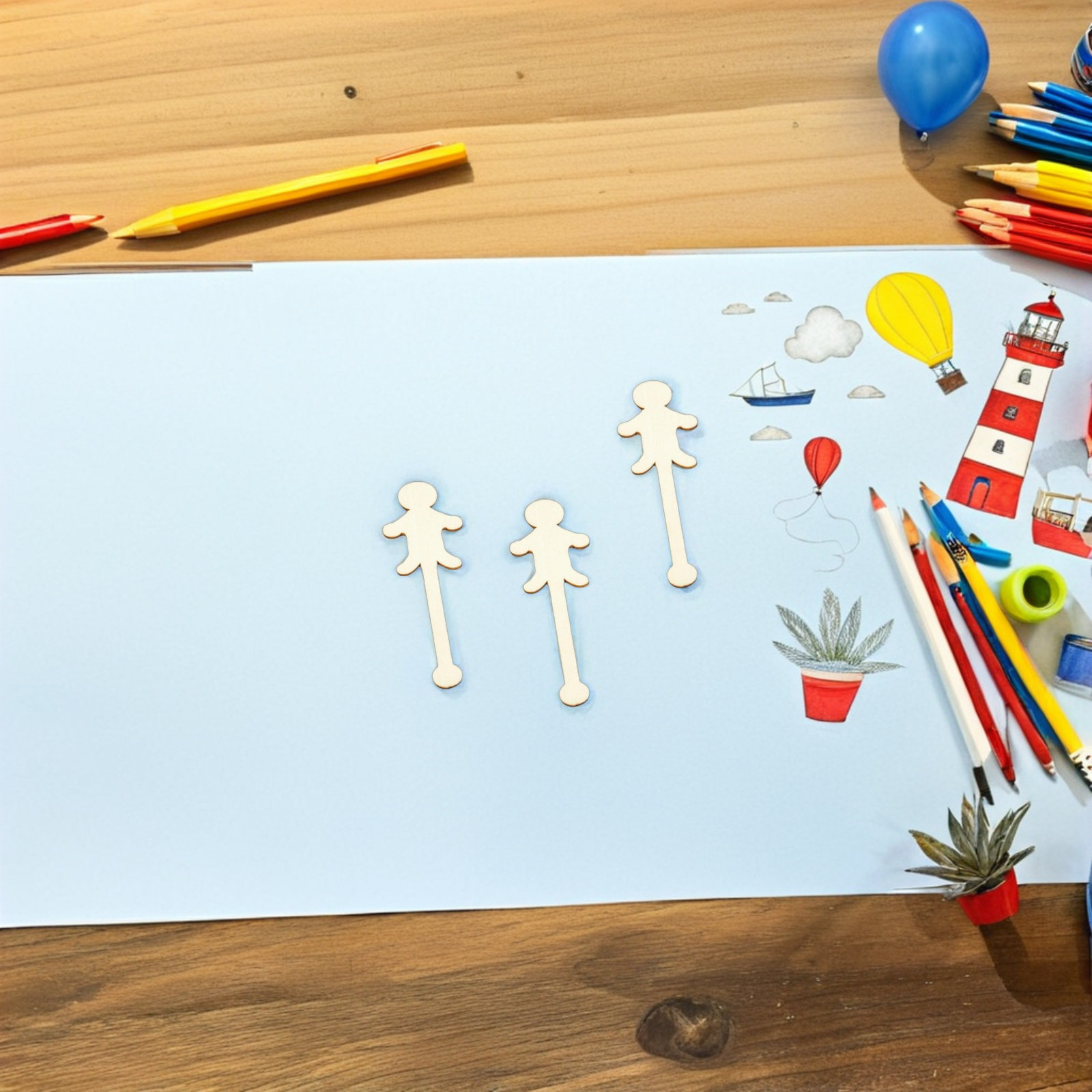 100Pcs People Ice Cream Sticks - Art Craft Ice Cream ulasan dan harga