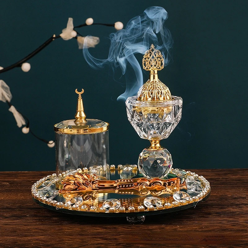 Round Gold Crystal Incense Bur - Art Craft Decoration Ideas ulasan dan harga
