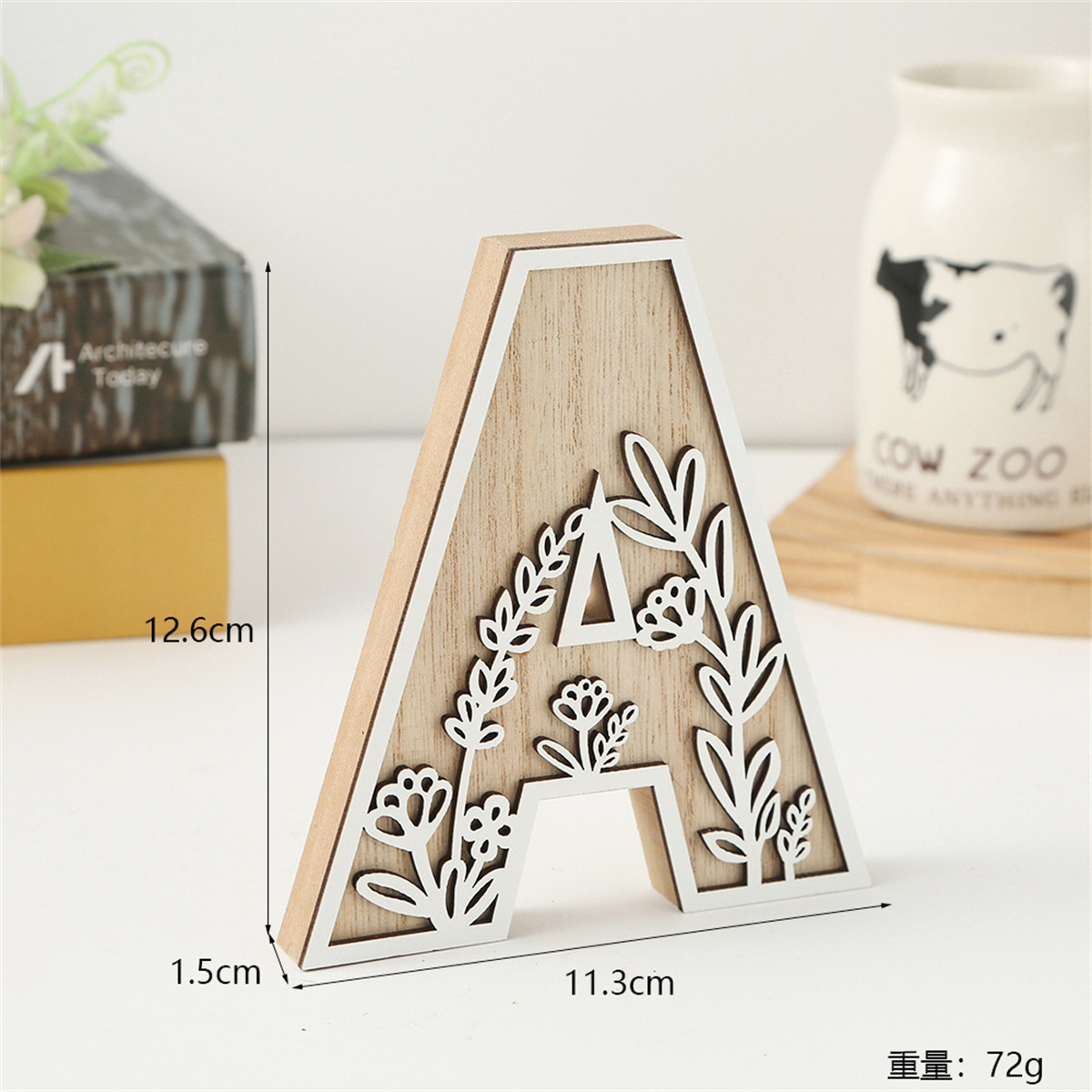 1Pcs Raw Wood White Engrave 26 - Art And Craft For Xmas ulasan dan harga