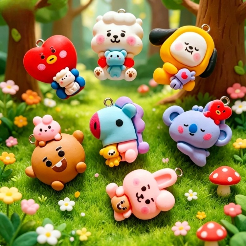 7pcs BT21 Resin Cartoon Charm  - Art Craft Resin ulasan dan harga