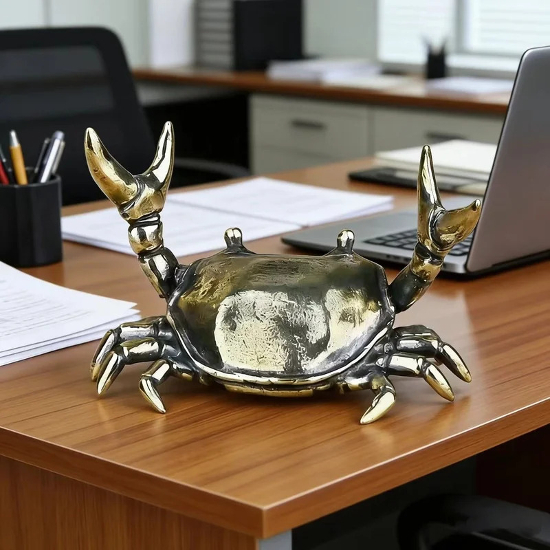 Brass Crab Sculpture Weightlif - Art Craft New Year ulasan dan harga