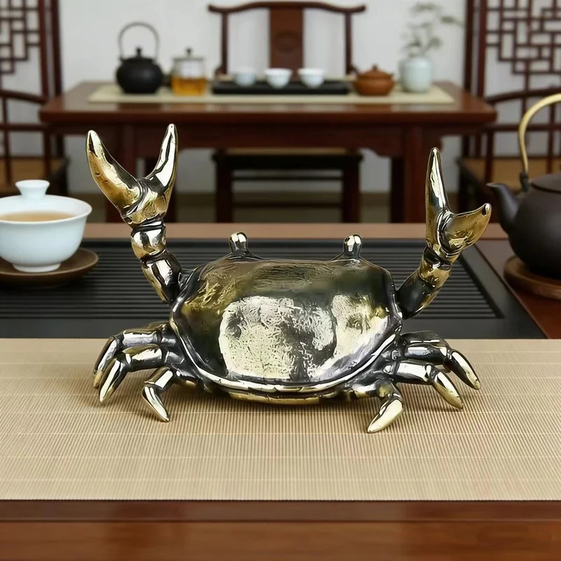 Brass Crab Sculpture Weightlif - Art Craft New Year ulasan dan harga