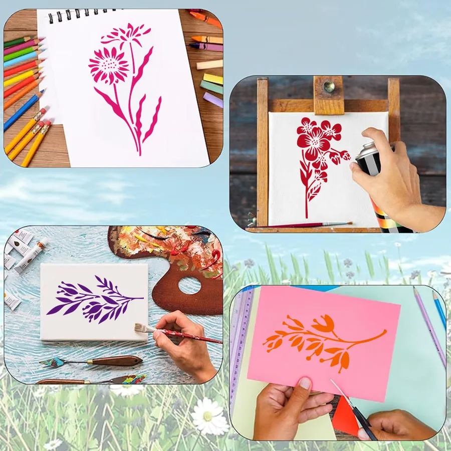 18 Pcs Flower Leaf Stencils Re - Art Craft Leaves ulasan dan harga