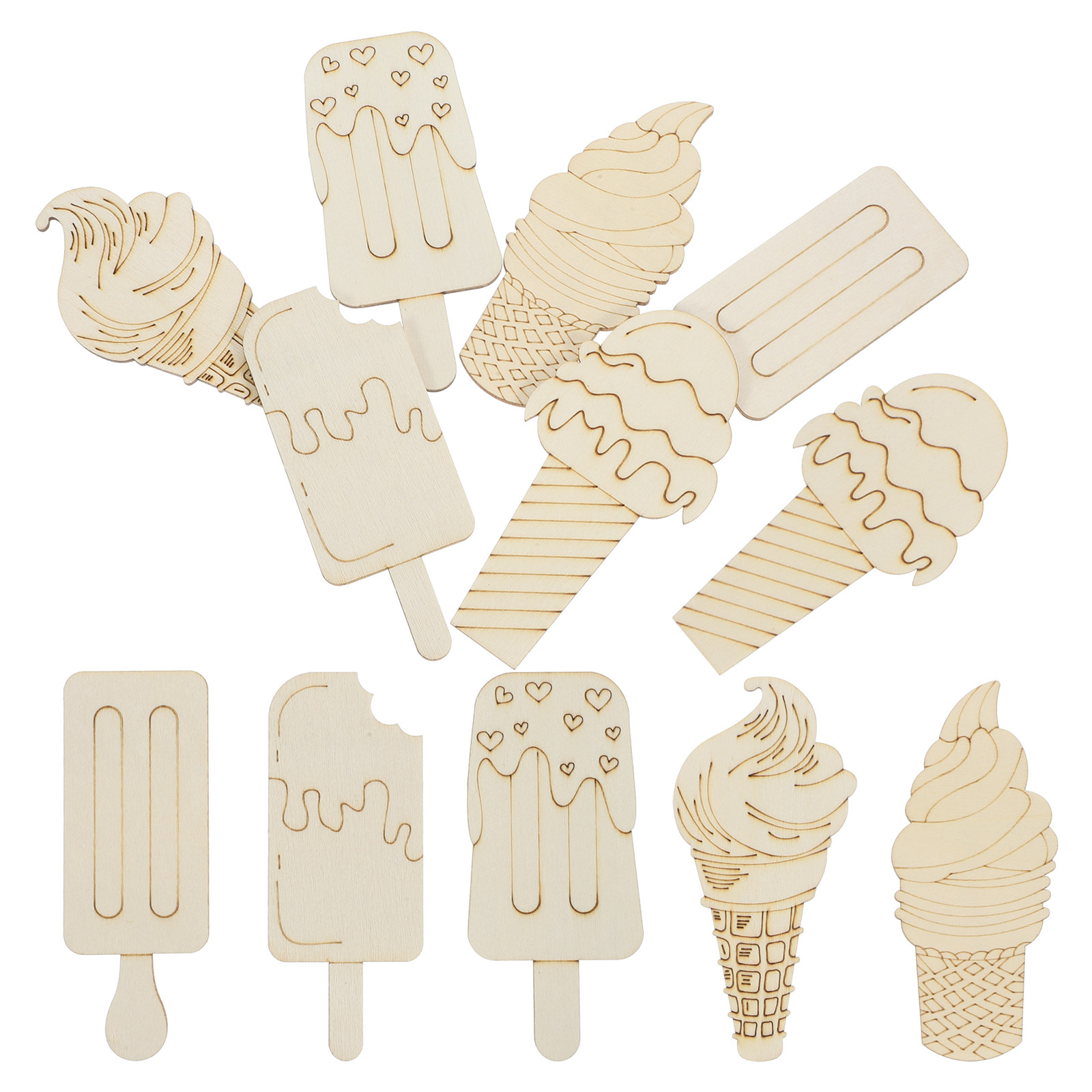30Pcs Blank Wooden Ice Cream C - Art Craft Ice Cream ulasan dan harga
