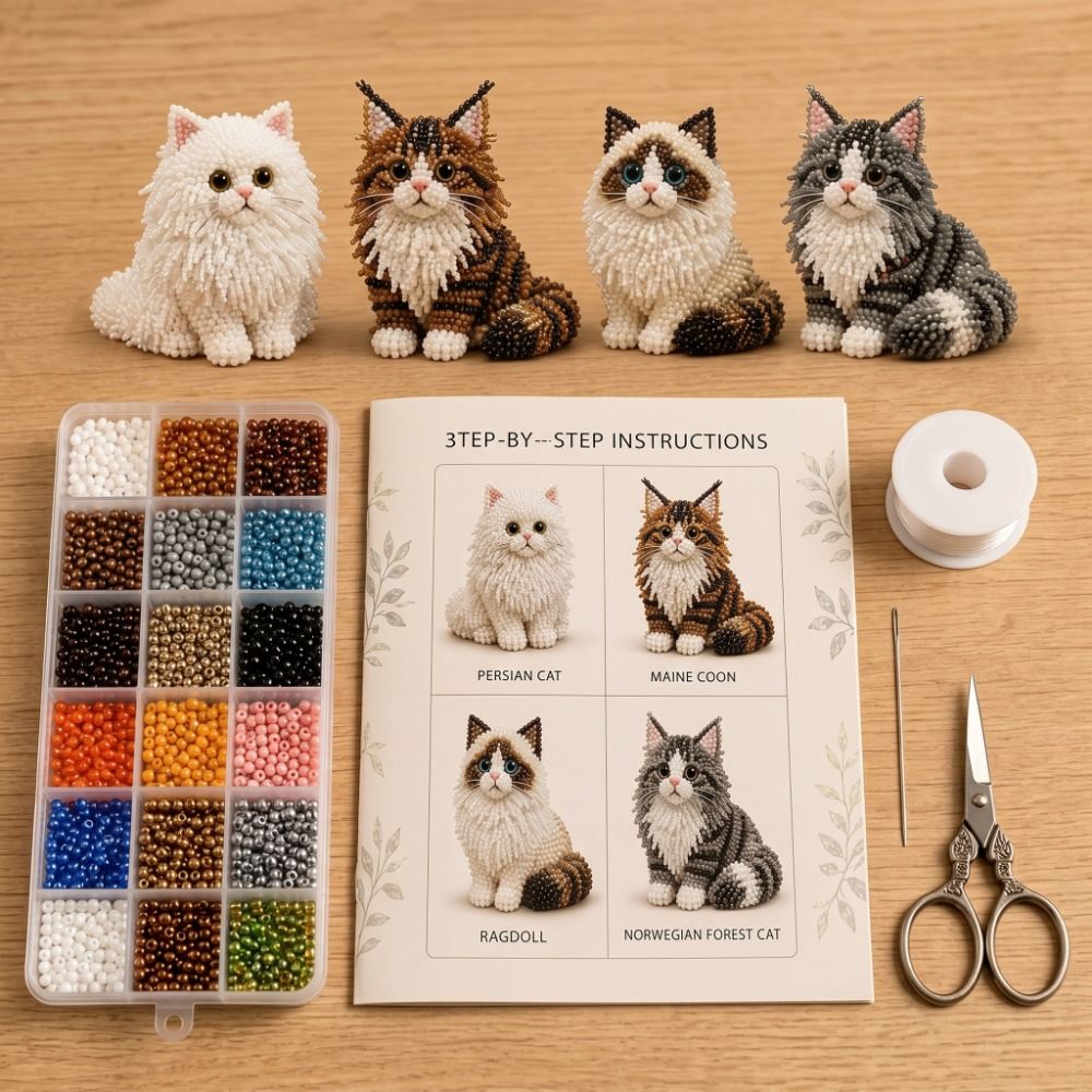 Handmade DIY Animal Bead Embro - Art Craft Cat ulasan dan harga