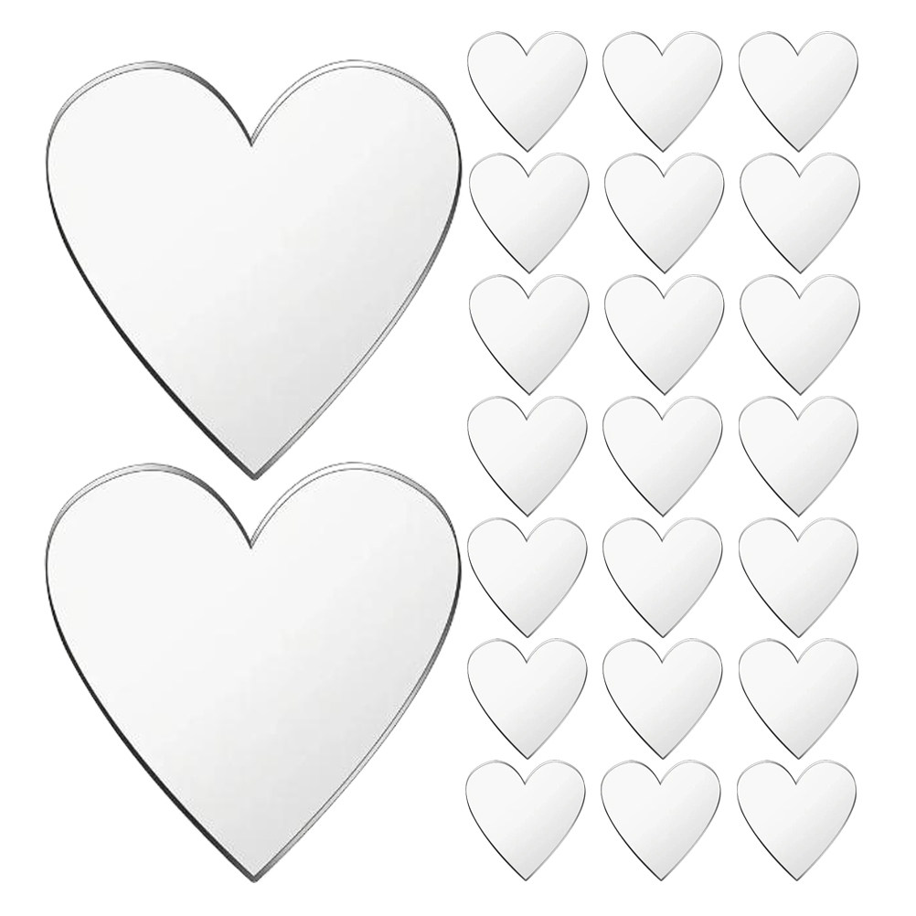 100Pcs Heart Mirror Stickers S - Art And Craft Valentine ulasan dan harga
