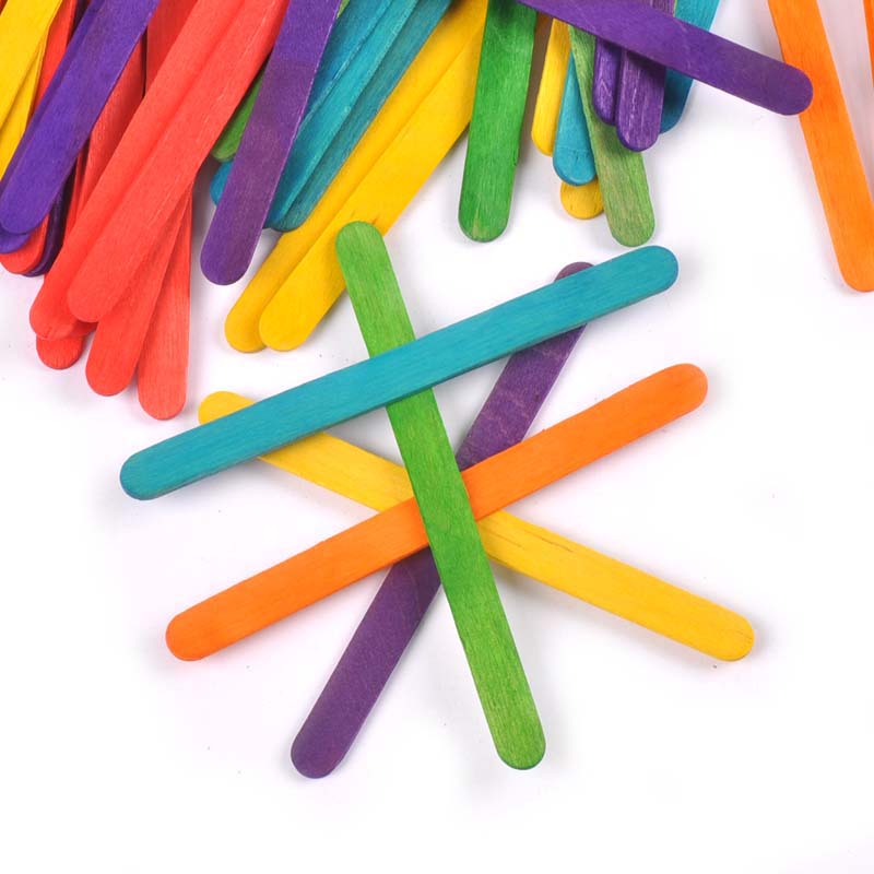 50Pcs/Lot Natural Wood & Color - Art Craft Ice Cream ulasan dan harga
