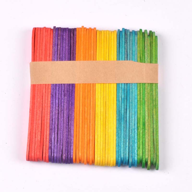 50Pcs/Lot Natural Wood & Color - Art Craft Ice Cream ulasan dan harga
