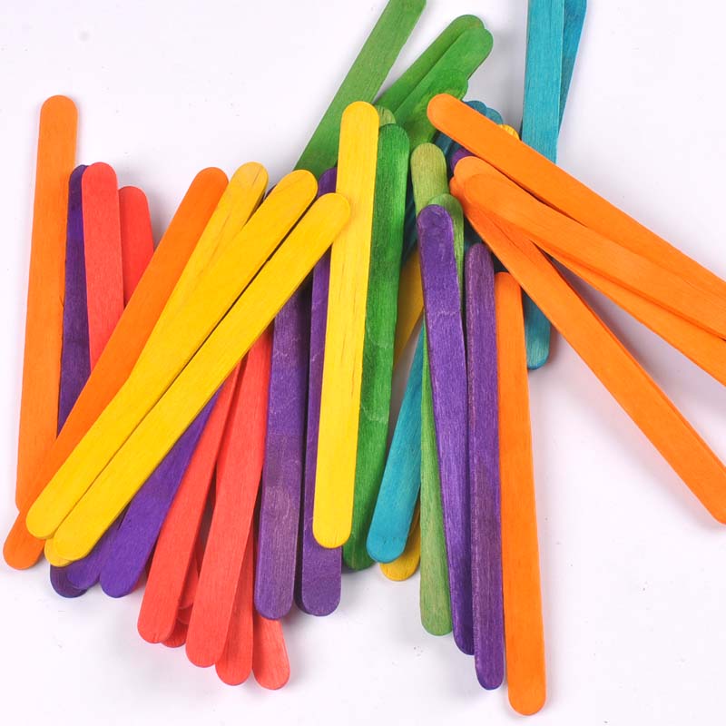 50Pcs/Lot Natural Wood & Color - Art Craft Ice Cream ulasan dan harga