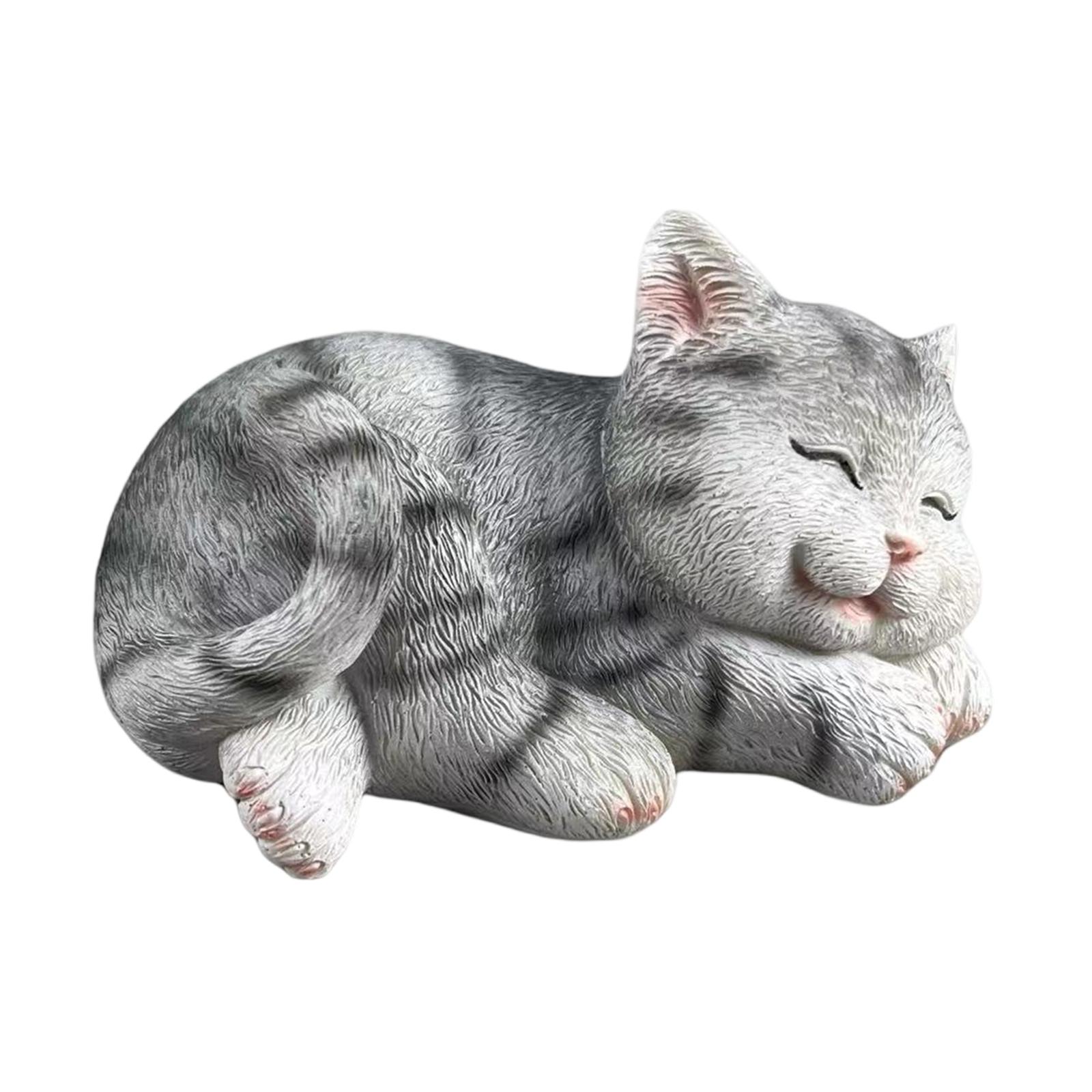 Cat Figurine Garden Statue Cre - Art Craft Cat ulasan dan harga